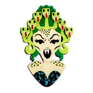 Super cool laser cut acrylic Medusa babe pin brooch Kawaii